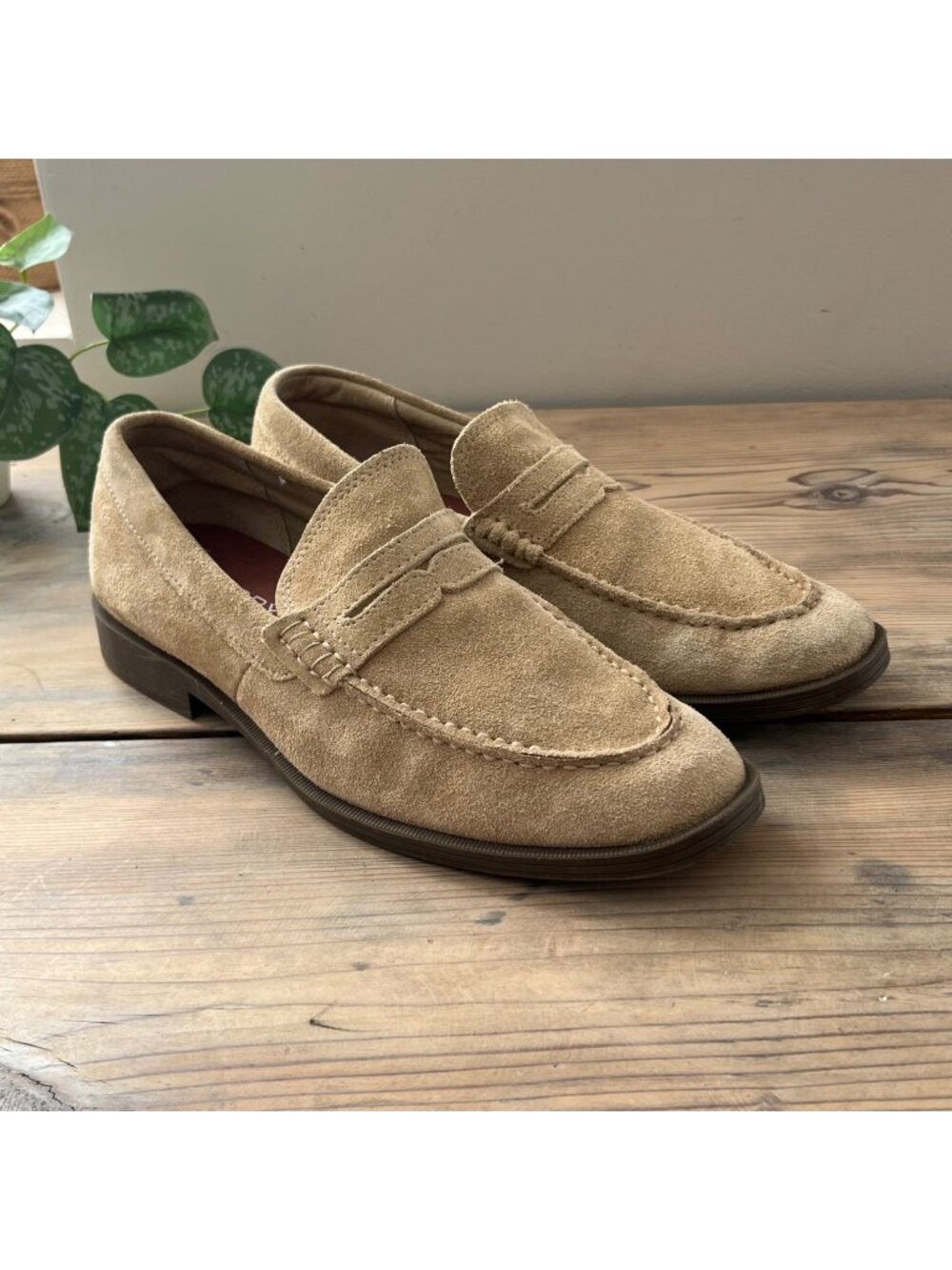 Sperry Manchester Suede Penny Loafers Mens 9.5 Tan Slip On Memory Foam Comfort